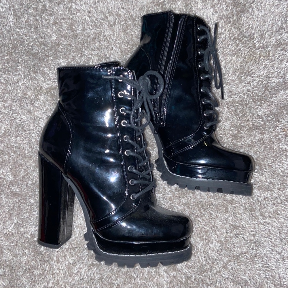 Zip up platform booties